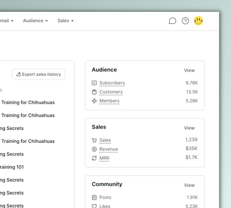 Track your sales in the Podia sales dashboard