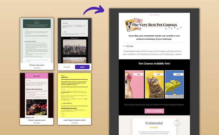 Email templates feature