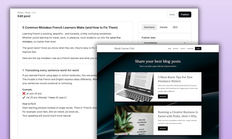 Podia editing blog post