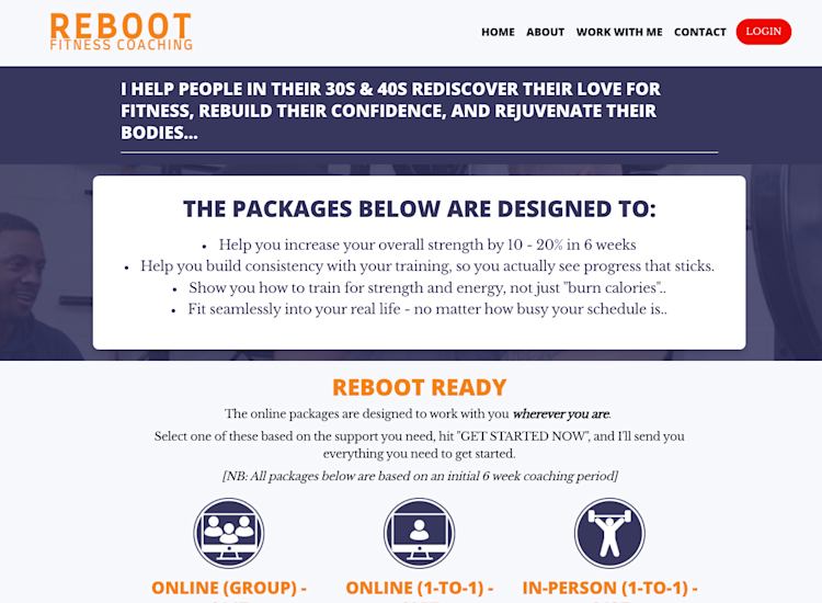 Reboot Fitness Coaching packages