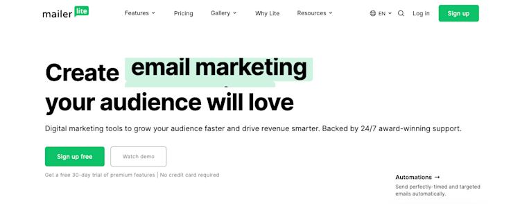 Mailerlite Home