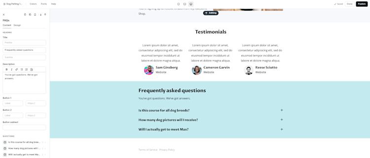 Landing page frequently asked questions