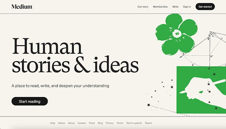 Medium homepage