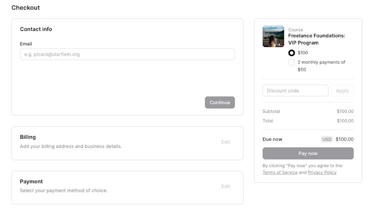 podia checkout