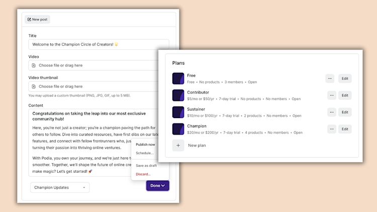 Podia membership tier customization