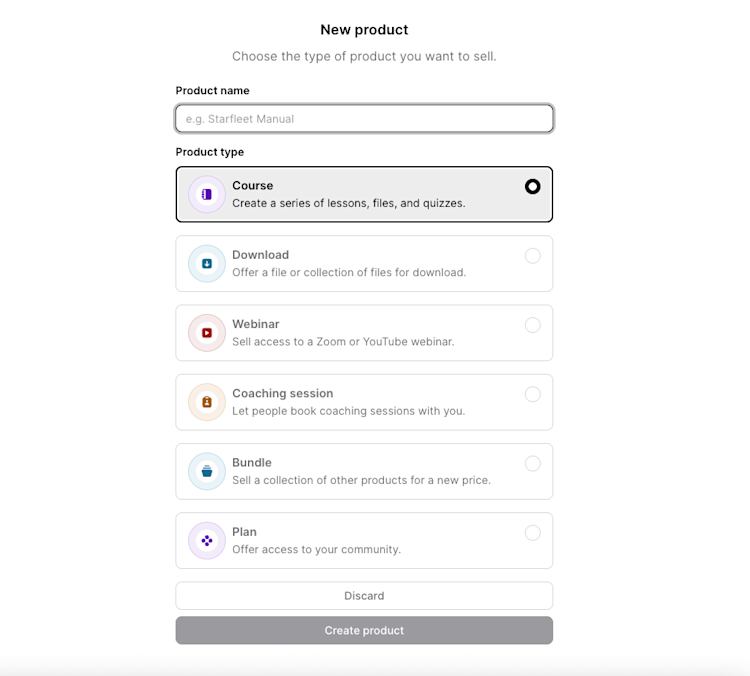 Podia products builder