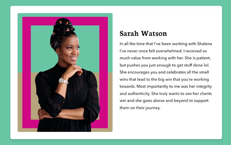 Landing pages that convert: Sarah Watson testimonial 